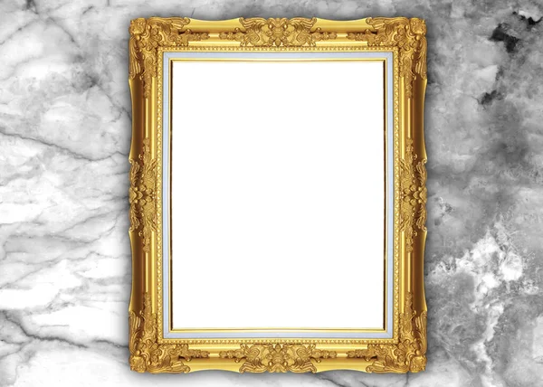 Golden Picture Frame Isolated Marble Background — Stock Photo, Image