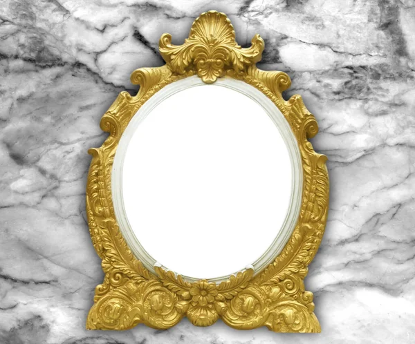 Golden Picture Frame Isolated Marble Background — Stock Photo, Image