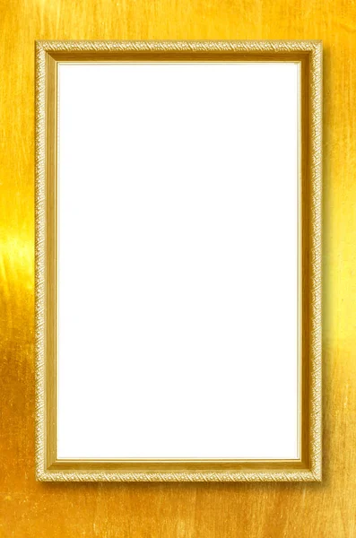 Gold Picture Frame Isolated Golden Background Old Village Background Design — Stock Photo, Image