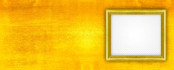 Gold Picture Frame Isolated Golden Background Old Village Background Design — Stock Photo, Image
