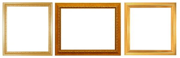 Luxury Golden Glitter Picture Frame Isolated White Background — Stock Photo, Image
