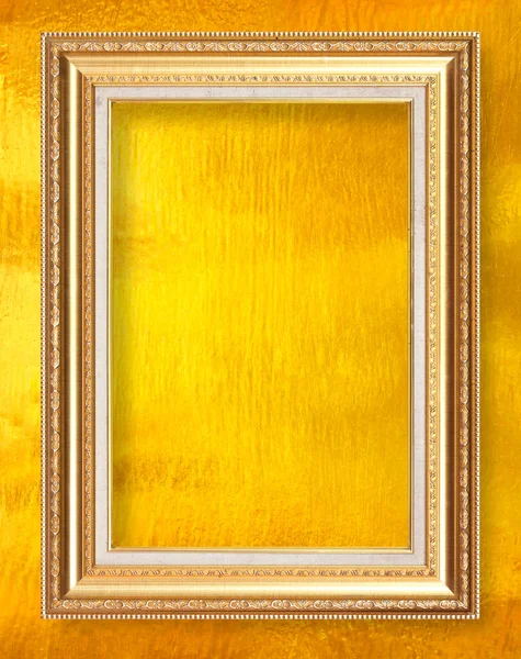 Gold Bilderrahmen Isoliert Auf Einem Goldenen Hintergrund Altes Dorf Hintergrunddesign — Stockfoto