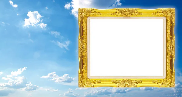 Bilderrahmen Gold Isoliert Hintergrund Himmel Design — Stockfoto