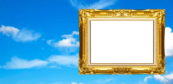 Bilderrahmen Gold Isoliert Hintergrund Himmel Design — Stockfoto