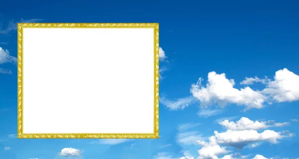 Cornice Immagine Oro Isolato Sfondo Cielo Disegno — Foto Stock