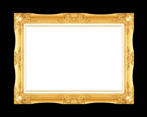 Golden Photo Frame Black Background Vintage Design — Stock Photo, Image