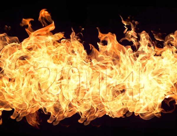 Огненные огни и цифры 2014 года — стоковое фото