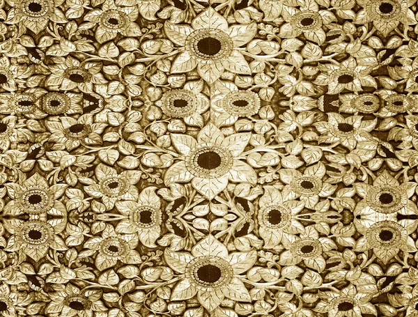 Carved wood gold wall — Stock Photo, Image