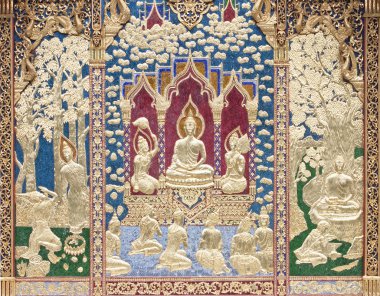 Ahşap oyma Budist tapınağı