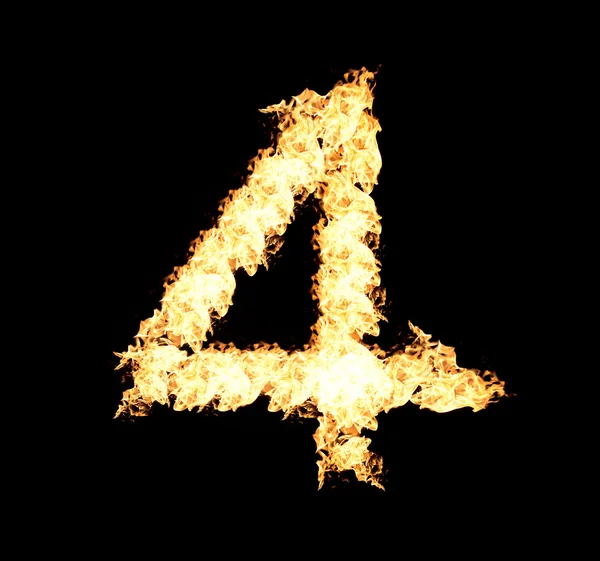 Abstract flame isolated four numbers — Stock Photo, Image