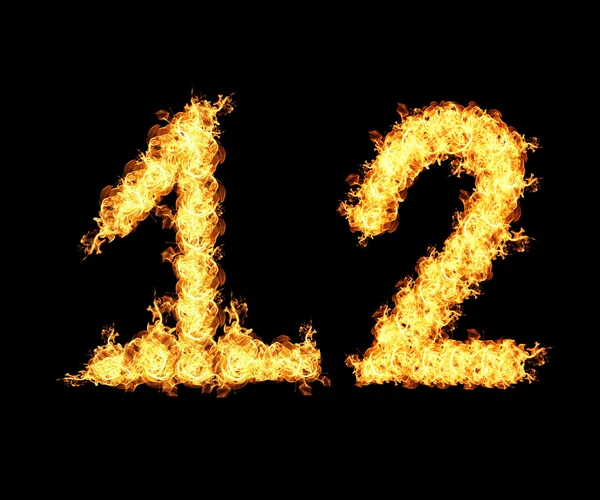 Feuer lodert zwölf Zahlen — Stockfoto