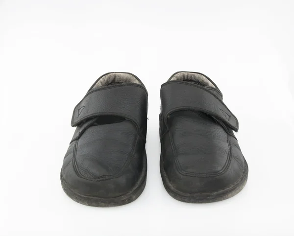 Oude lederen schoen zwart — Stockfoto