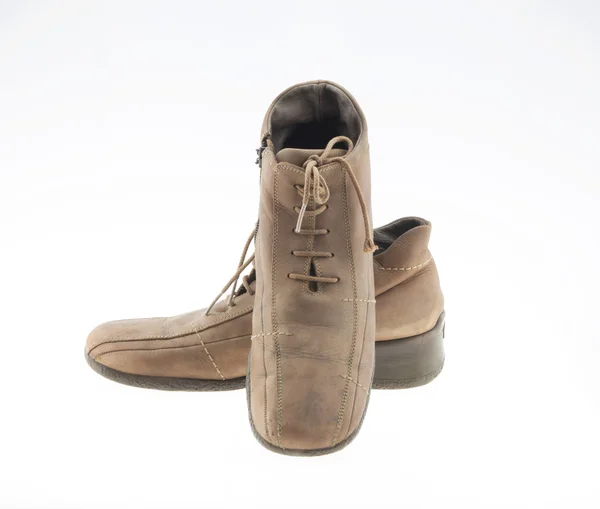 Oud bruin lederen schoenen — Stockfoto