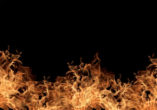 Fire flames collection isolated on black background — Stock Photo, Image