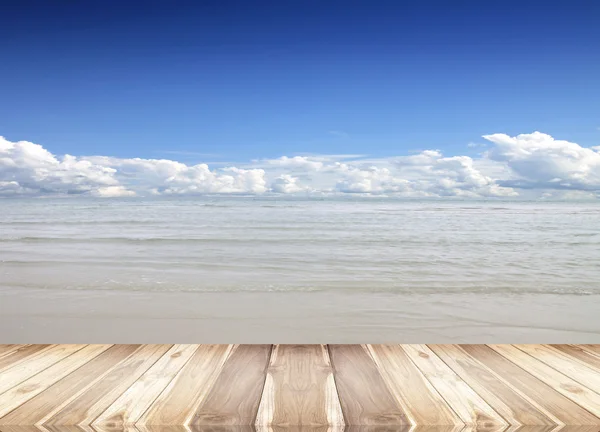 Wooden floor isolated sky background — Stock Photo, Image