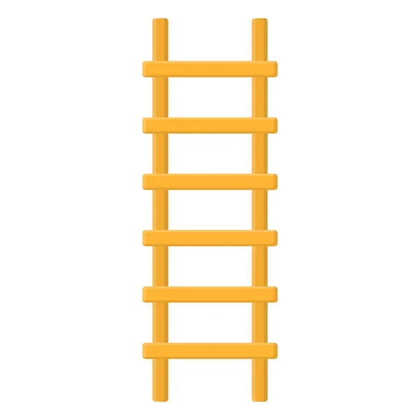 Cartoon Houten Ladder Pictogram Geïsoleerd Witte Achtergrond Vector Illustratie Cartoon — Stockvector