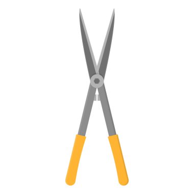 Bahçe makası beyaz arka planda izole edilmiş. Bahçe aletleri. Tasarımınız için çizgi film tarzında vektör illüstrasyonu.