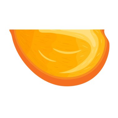 Beyaz arka planda izole edilmiş taze kesilmiş hurma meyvesi. Sağlıklı yaşam için yaz meyveleri. Organik meyve. Çizgi film tarzı. Herhangi bir tasarım için vektör illüstrasyonu.