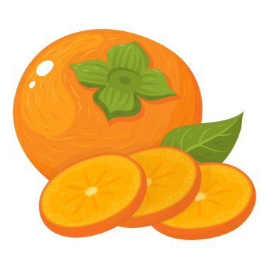 Beyaz arka planda izole edilmiş taze ve kesilmiş hurma meyveleri. Sağlıklı yaşam için yaz meyveleri. Organik meyve. Çizgi film tarzı. Herhangi bir tasarım için vektör illüstrasyonu.