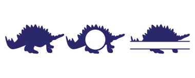 Spinosaurus dinozor silueti ve isim olarak s uzayı ile monogramı kes. Beyaz arkaplan vektör çiziminde izole.