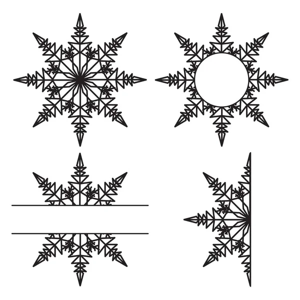 Schneeflocken Lasergeschnittene Sternform Isoliert Auf Weißem Hintergrund Boho Festliche Ornamentvorlage — Stockvektor