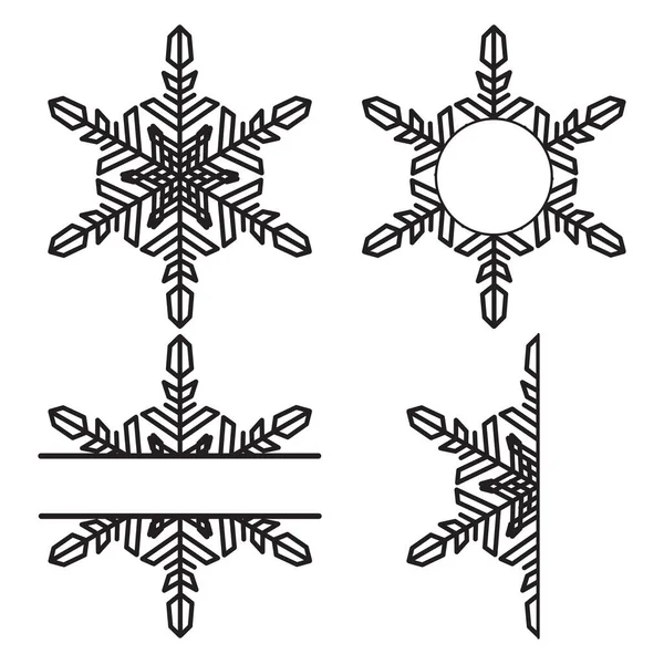 Schneeflockenmonogramm Isoliert Auf Weißem Hintergrund Boho Festliche Ornamentvorlage Schablone Für — Stockvektor