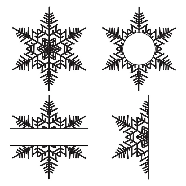Мереживна Монограма Сніжинки Ізольована Білому Тлі Шаблон Святкового Орнаменту Boho — стоковий вектор
