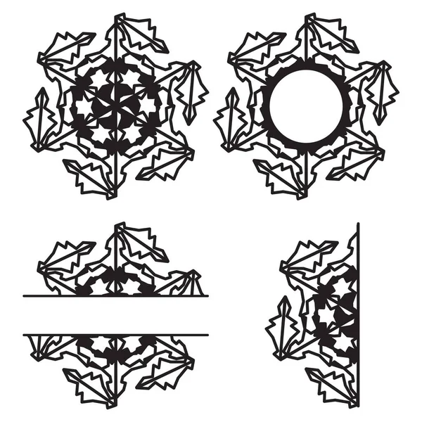 Lasergeschnittene Schneeflocken Setzen Weihnachts Oder Neujahrsdekoration Vorlage Für Festlichen Spitzenschmuck — Stockvektor
