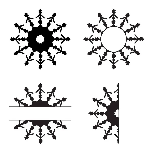 Modello Taglio Laser Fiocco Neve Merletto Modello Ornamento Festivo Stencil — Vettoriale Stock