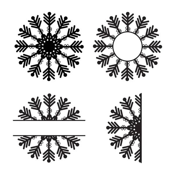 Boho Set Laser Cut Snowflake Monogram Isoaled White Background Lace — Stock Vector