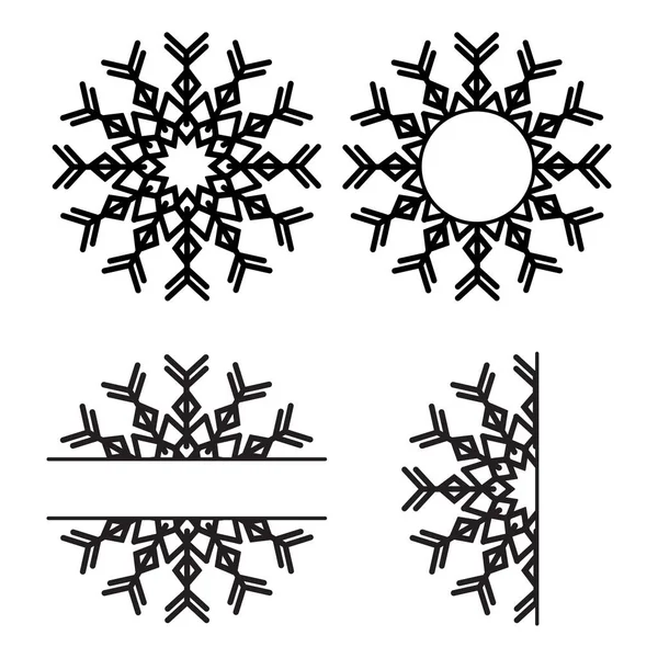 Schneeflocken Laserschnitt Set Vorhanden Vereinzelt Auf Weißem Hintergrund Weihnachtsschmuck Vorlage — Stockvektor
