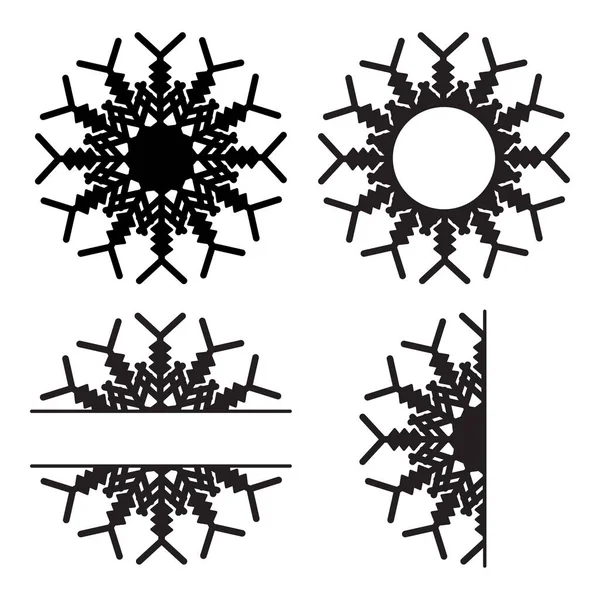 Copos Nieve Corte Láser Conjunto Plantillas Aislado Sobre Fondo Blanco — Archivo Imágenes Vectoriales