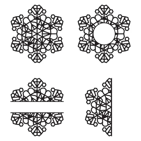 雪花从白色背景中分离出来 平缓的冬雪图标 圣诞元素的节日横幅 激光切割装饰品 矢量说明 — 图库矢量图片