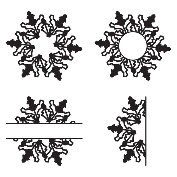 Schneeflocken Monogramm Isoliert Auf Weißem Hintergrund Flache Winter Schnee Ikonen — Stockvektor