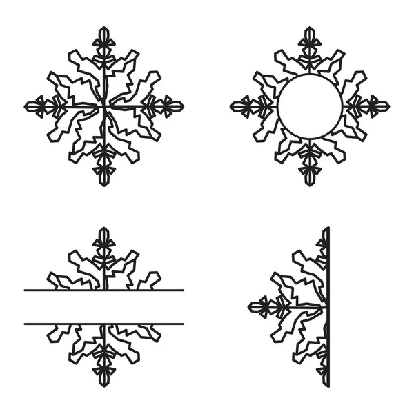 Набір Паперових Сніжинок Ізольований Білому Тлі Плоскі Зимові Снігові Значки — стоковий вектор