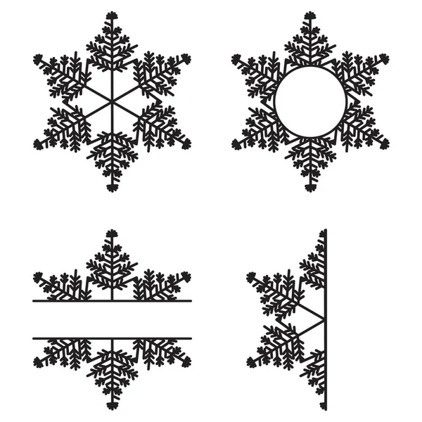 Колекція Мережива Сніжинки Ізольована Білому Тлі Плоскі Зимові Снігові Значки — стоковий вектор