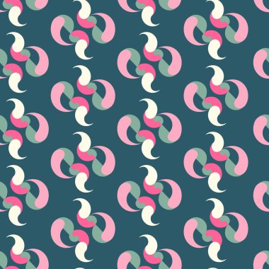 Teal modern stil dokusu. Kavisli geometrik desen tekrarlanıyor. Çağdaş grafik tasarımı. Vektörsüz desen.