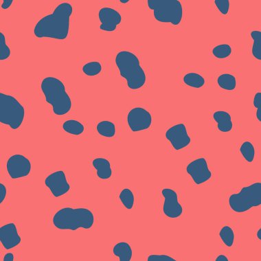 Çita kusursuz vektör izi. Turuncu arka planda mavi lekeler. Tekrarlanan desen.