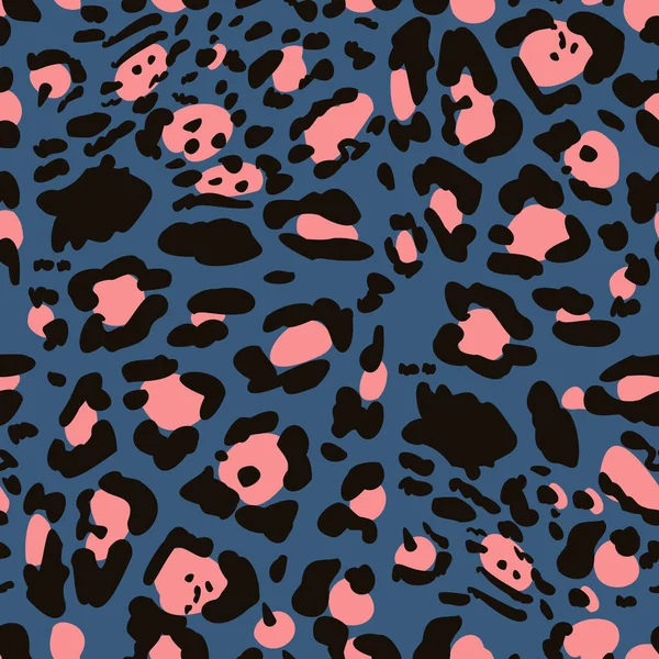 Teal Moderne Farbige Tier Nahtlose Drucke Leopardenmuster Trendigen Farben Vektorillustration — Stockvektor