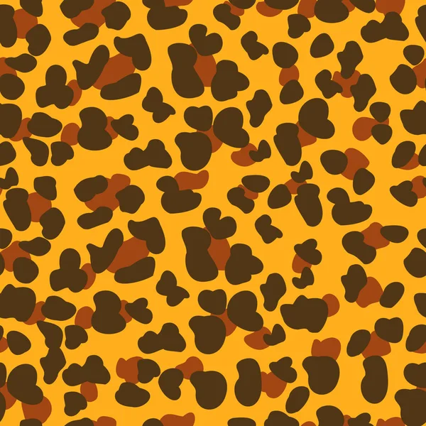 Gele Bruine Vlekken Luipaard Patroon Ontwerp Dierlijke Naadloze Textuur Vectorillustratie — Stockvector