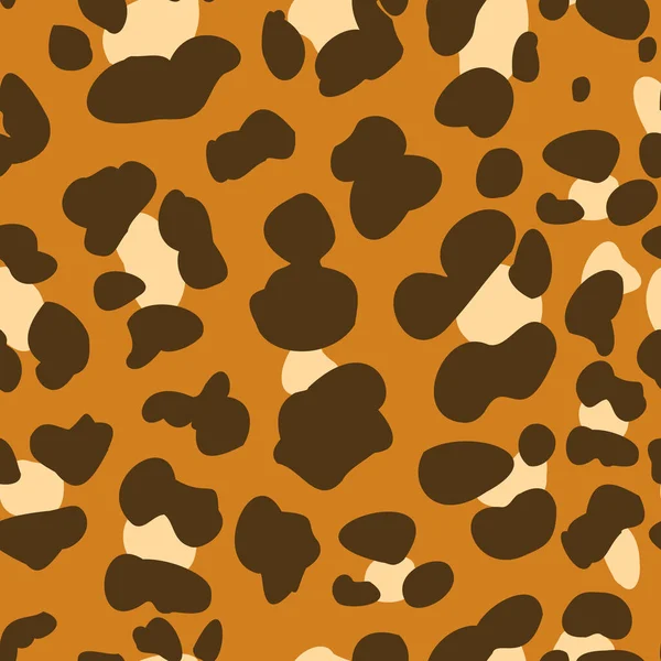 Gouden Bruine Vlekken Luipaard Patroon Ontwerp Dierlijke Naadloze Textuur Vectorillustratie — Stockvector