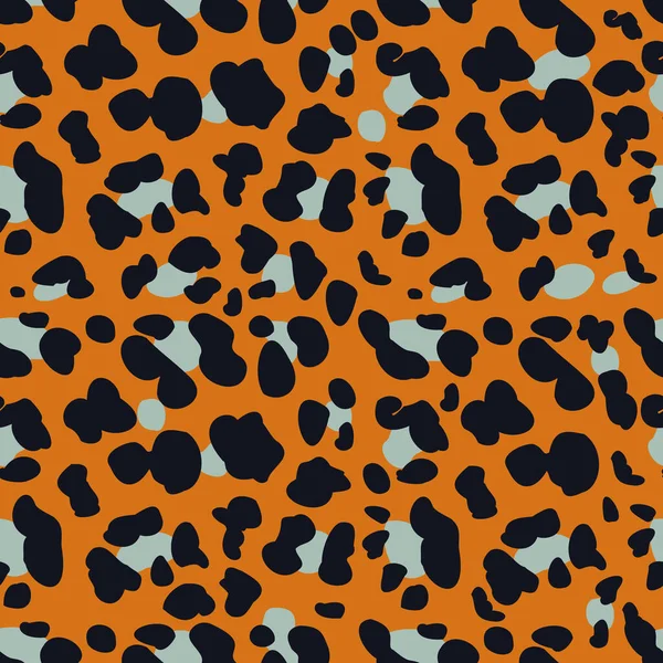 Bruine Blauwe Vlekken Luipaard Patroon Ontwerp Dierlijke Naadloze Textuur Vectorillustratie — Stockvector