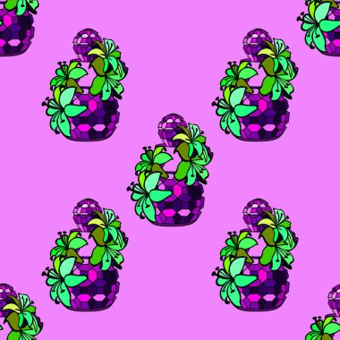 Parlak tropik ananas ve parfüm şişeleri. Moda tasarımı için sonsuz doku. Vektör illüstrasyonu.