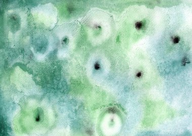 Pastel yeşil gradyan soyut suluboya doku arka planı. Renkli damlalar. Islak boya fırçaları. Yaratıcı duvar kâğıdı çizimi, dekoratif tasarım sanatı.