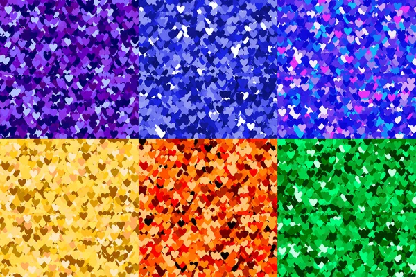 Bright Hearts Glittery Texture Disco Glitter Background — Stock Vector