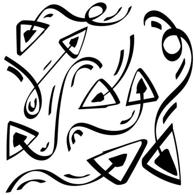 Grunge okları. Soyut fırça çizim simgesi koleksiyonu. Arrow düz stili beyaz arkaplanda izole edildi. Vektör illüstrasyonu.