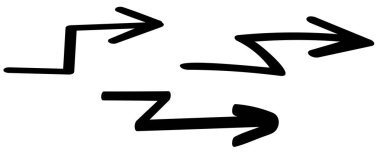 Bir çift el çizilmiş grunge okları. Soyut fırça çizim simgesi koleksiyonu. Arrow düz stili beyaz arkaplanda izole edildi. Vektör illüstrasyonu.