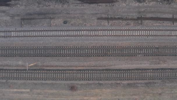 Demiryolu Hava Görüntüsü - İHA Demiryolu Rayları üzerinde Uçuyor, Üst Görüş — Stok video