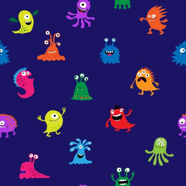 Parlak eğlenceli ile Seamless şirin modeli canavarlar