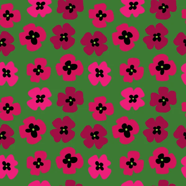 緑の背景にケシのシームレス パターン — ストックベクタ